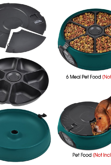 Popamazing 6 Days Cat + Dog + Rabbit Meal Automatic Pet Feeder Auto Dispenser